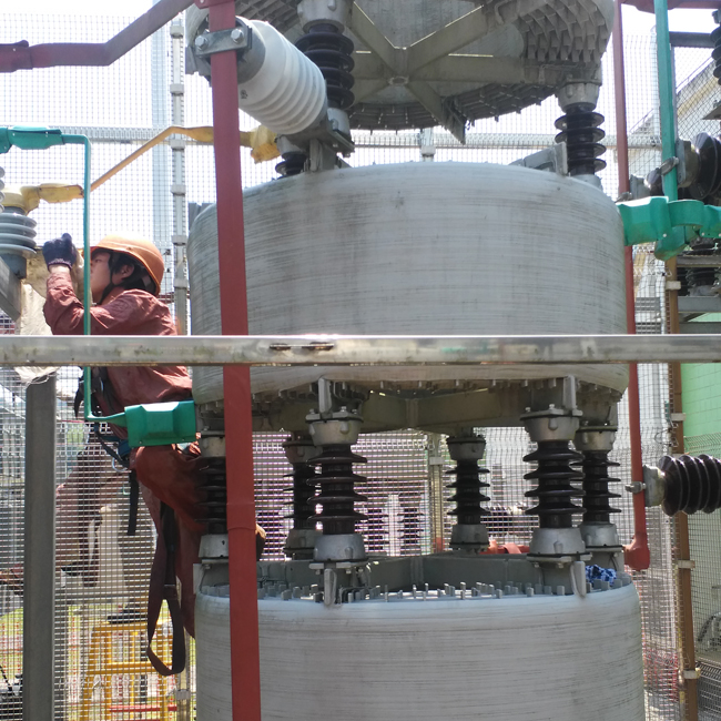 龍巖220kV赤水變電站10kV電容器Ⅰ、Ⅲ組支柱瓷瓶，全封閉干式放電線圈，串聯(lián)電抗器-（透明防污閃涂料）
